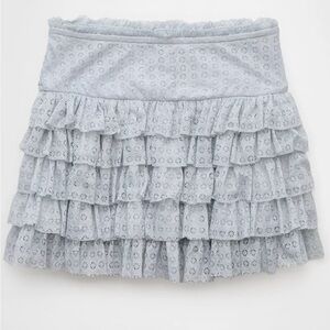 EUC American Eagle Outfitters Light Blue Grayish Ruffled Mini Skirt XS